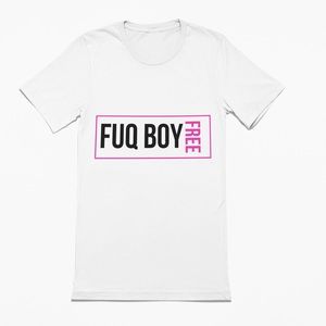 Plus Size Fuq Boy Free #fnfsummer Unisex White & Pink Streetwear T-Shirt